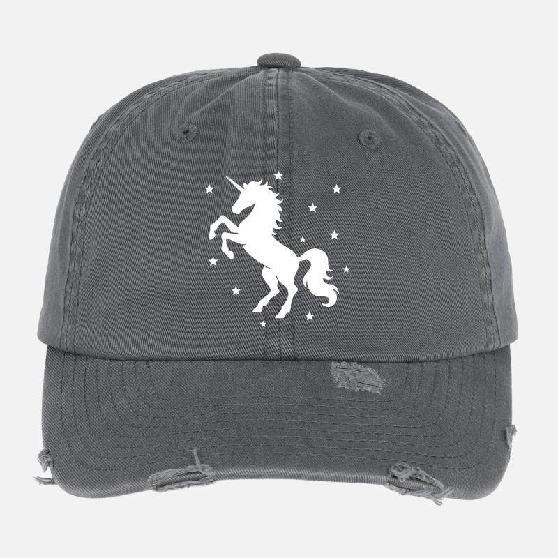 Mystical Unicorn Night Sky Design Flexfit Vintage Destroyed Cap