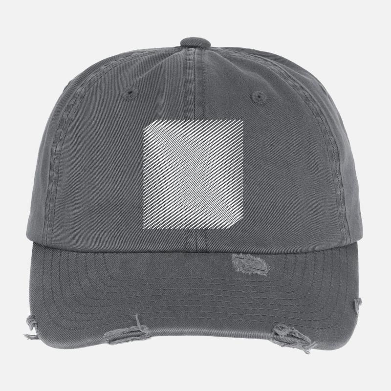 Geometric Spiral Optical Illusion Design Flexfit Vintage Destroyed Cap