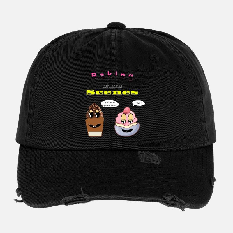 Pâtisserie dans les coulisses Conception de dessin animé Casquette vintage effet usé Flexfit