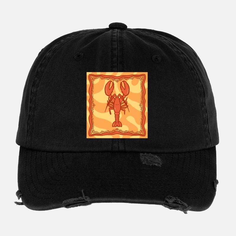 Red Lobster Illustration Flexfit Vintage Destroyed Cap