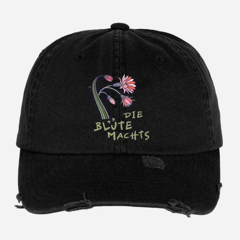 Cactus with flower and saying Flexfit Vintage Destroyed Cap