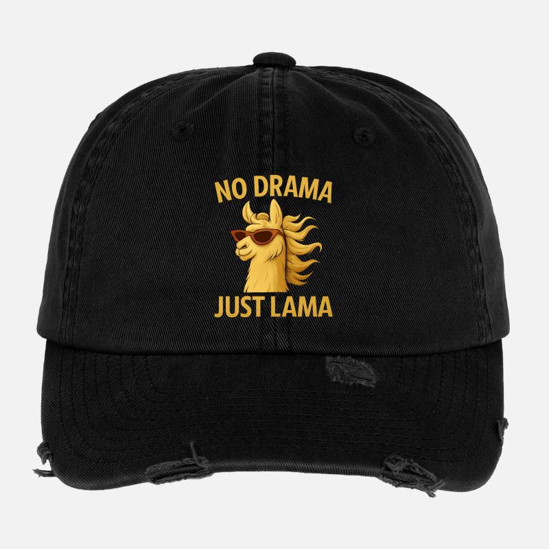 No Drama Just Llama Flexfit Vintage Destroyed Cap