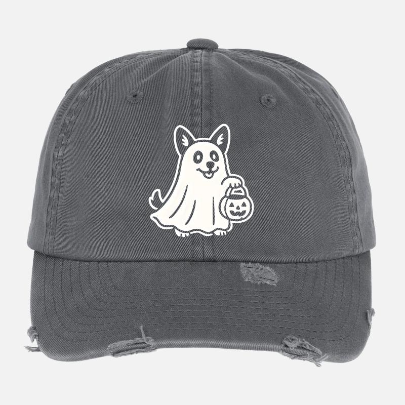 Chien Fantôme Halloween Casquette vintage effet usé Flexfit
