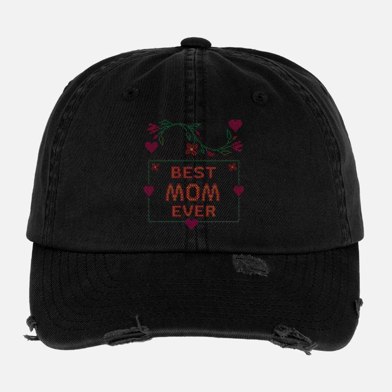 Best Mom Flexfit Vintage Destroyed Cap