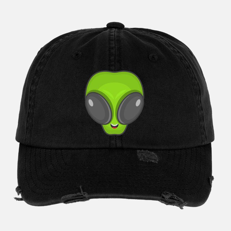 Grüner Alien Kopf Flexfit Vintage Destroyed Cap