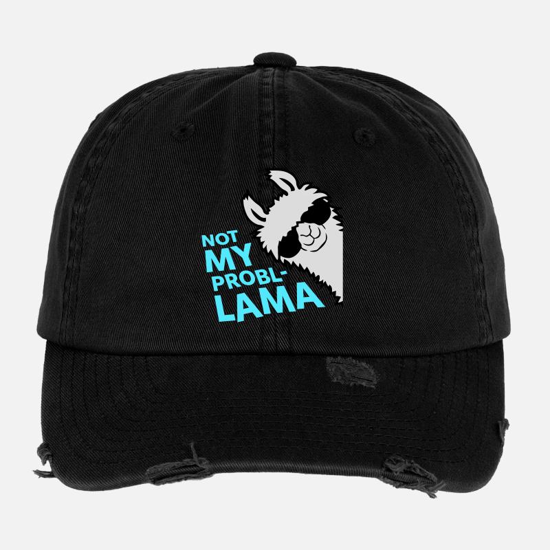 Lama Not My Problama Cool Sonnenbrille Seitlich Flexfit Vintage Destroyed Cap