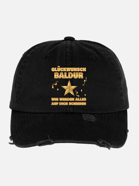 Kollegin Baldur - Flexfit Vintage Destroyed Cap - Schwarz - Vorne