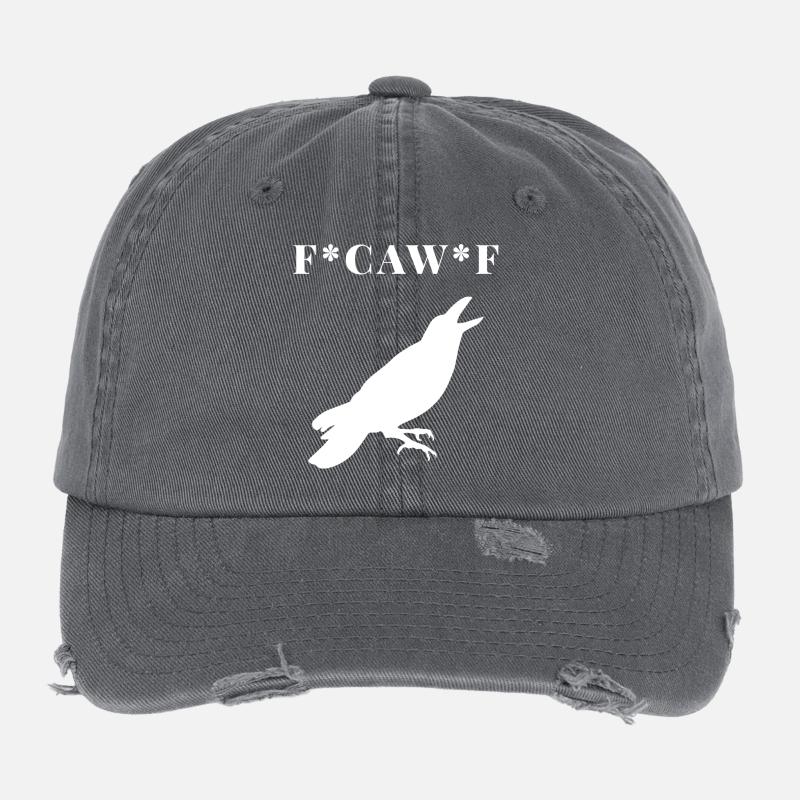 FCAWF Funny Crow Bird Design Flexfit Vintage Destroyed Cap