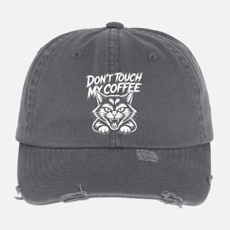 Fass meinen Kaffee nicht an – Fauchende Katze Flexfit Vintage Destroyed Cap