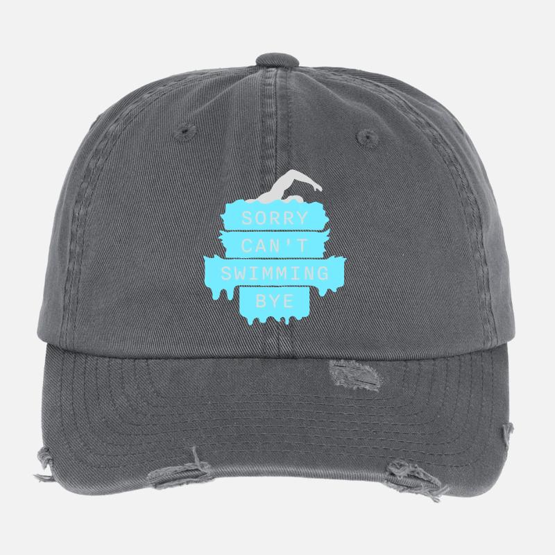 Sorry Can't Swimming Bye Schwimmer Ausrede Humor Flexfit Vintage Destroyed Cap
