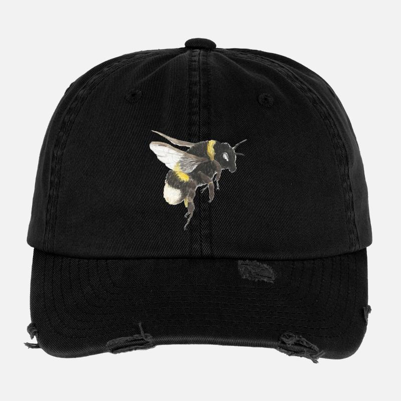 Accents d’abeille à l’aquarelle - Casquette vintage effet usé Flexfit - noir