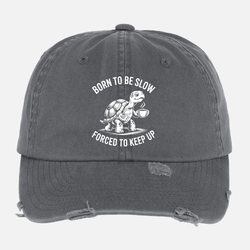 Slow Coffee Turtle – Geboren, um langsamer zu werden Flexfit Vintage Destroyed Cap