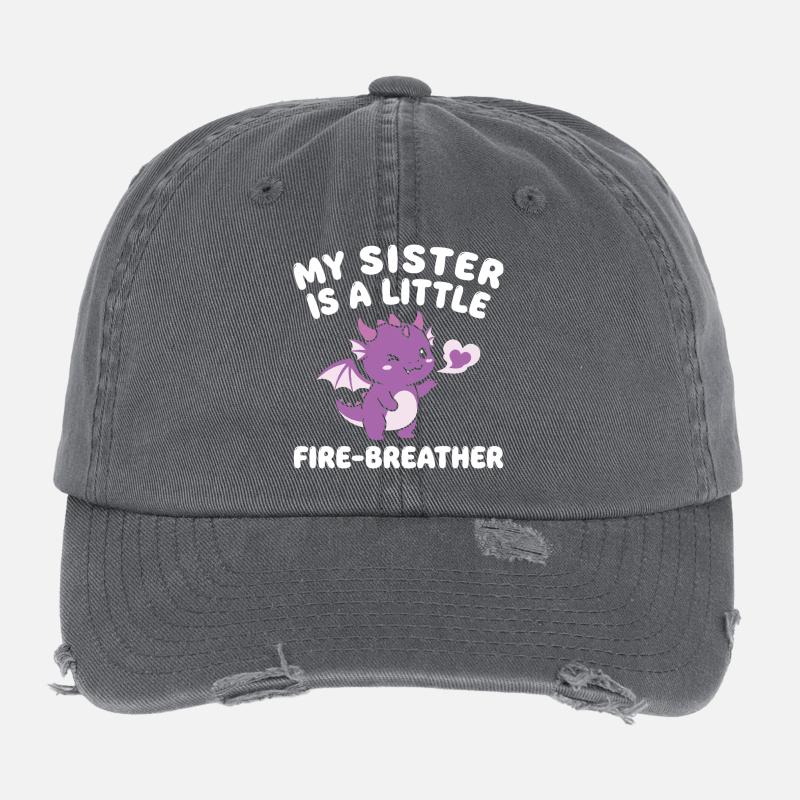 Bruder Drache Süßes Geschwisterchen Flexfit Vintage Destroyed Cap
