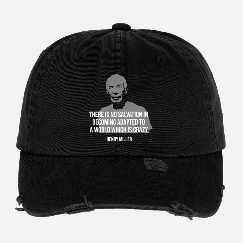 Henry Miller Quote Tee Flexfit Vintage Destroyed Cap