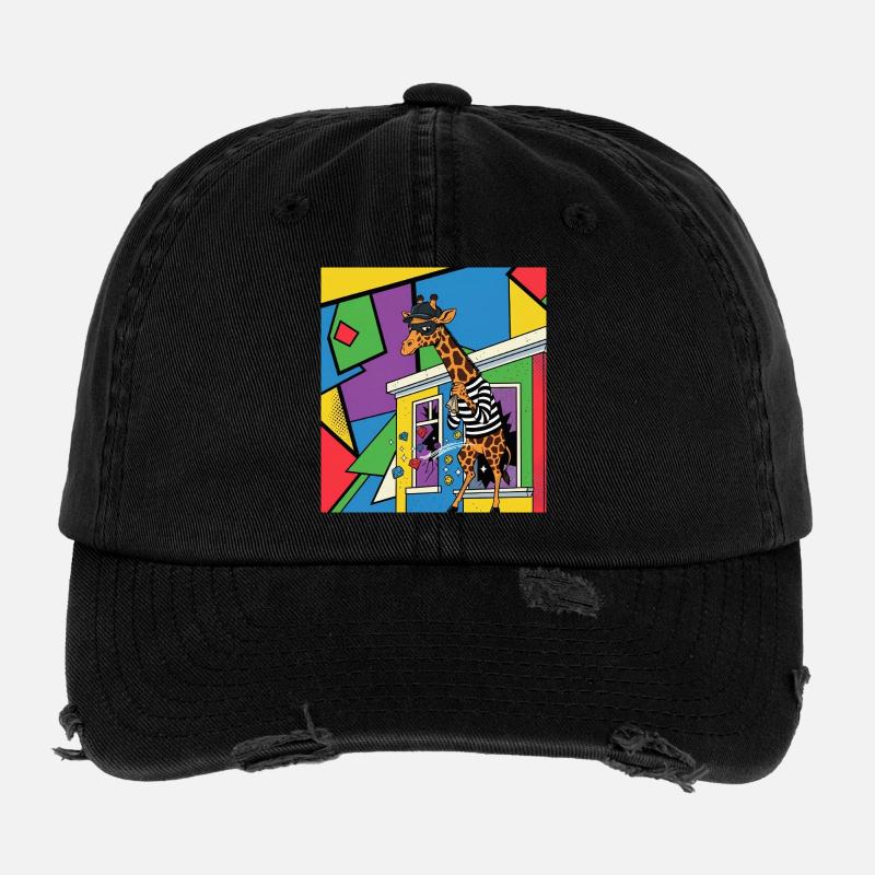 Giraffe Voleuse Pop Art Casquette vintage effet usé Flexfit