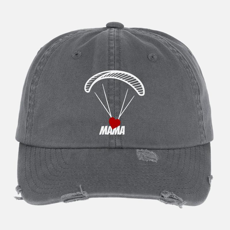 Paragliding Mama mit Herz Flexfit Vintage Destroyed Cap