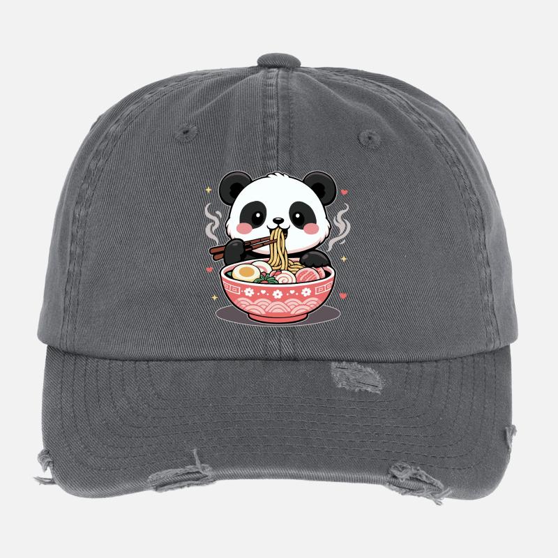 Ramen Mignons Kawaii Panda Casquette vintage effet usé Flexfit