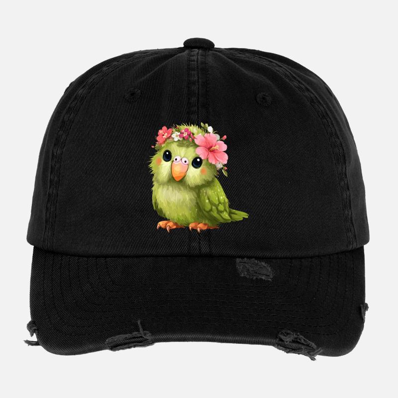 Perroquet en couronne de fleurs Casquette vintage effet usé Flexfit
