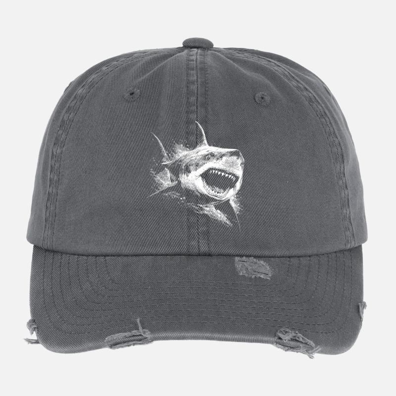 Silhouette du requin noir et blanc Casquette vintage effet usé Flexfit