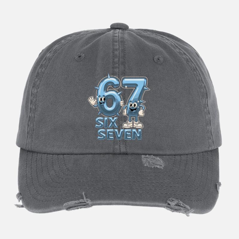 67 Six Seven Y3K Esthétique Mème Casquette vintage effet usé Flexfit