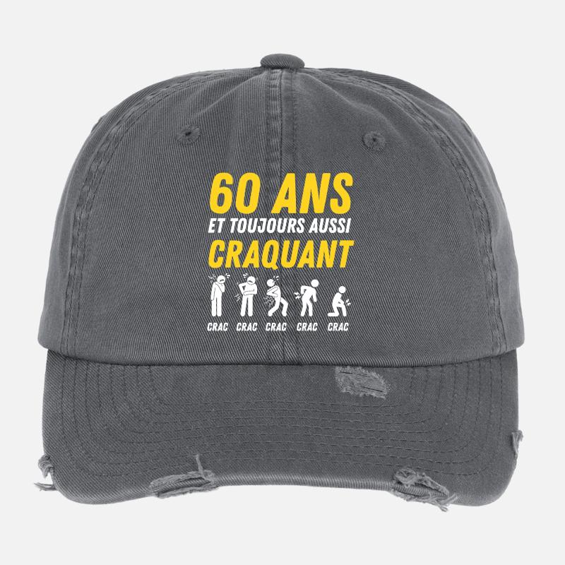 60 ans humour anniversaire vintage Casquette vintage effet usé Flexfit