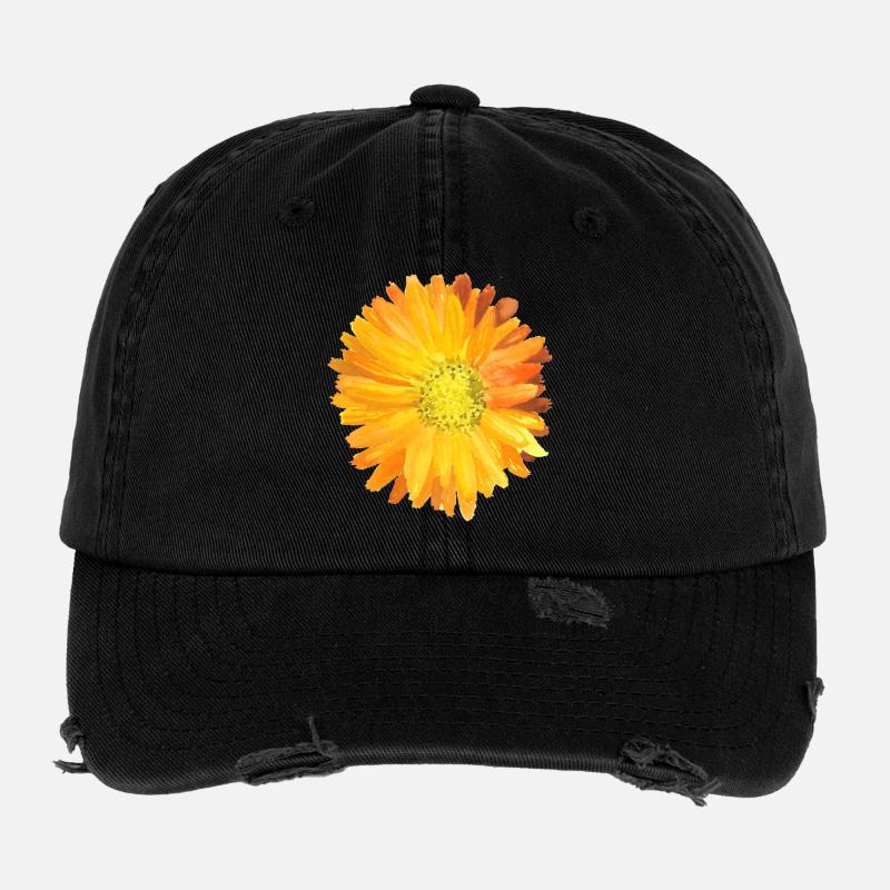 Calendula Watercolor Orange Flexfit Vintage Destroyed Cap