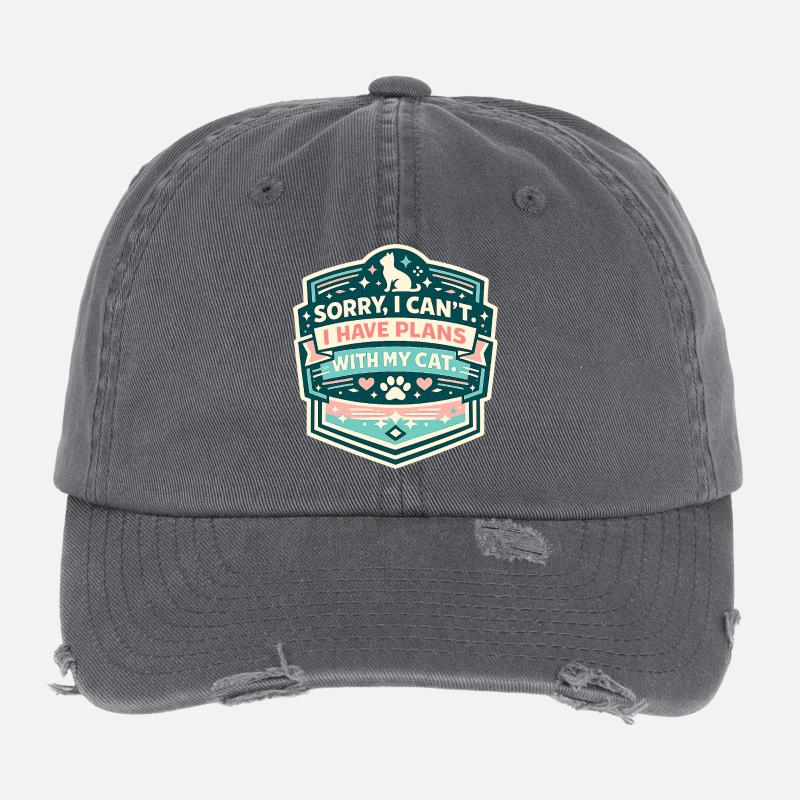 Ich hab Pläne mit meiner Katze Flexfit Vintage Destroyed Cap