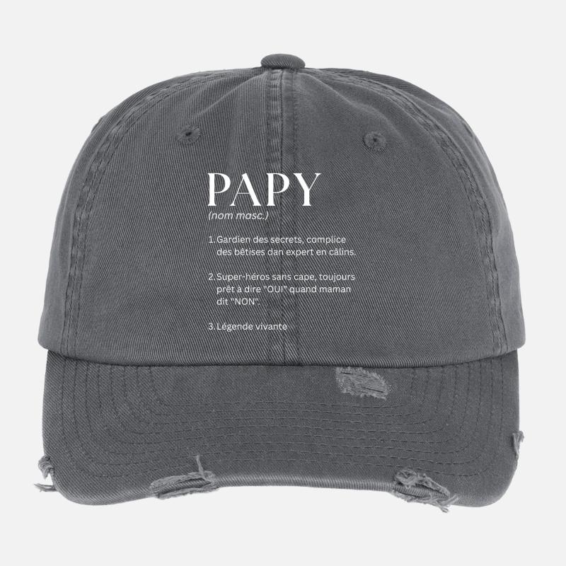 Grandpa Definition Gift Humor Flexfit Vintage Destroyed Cap