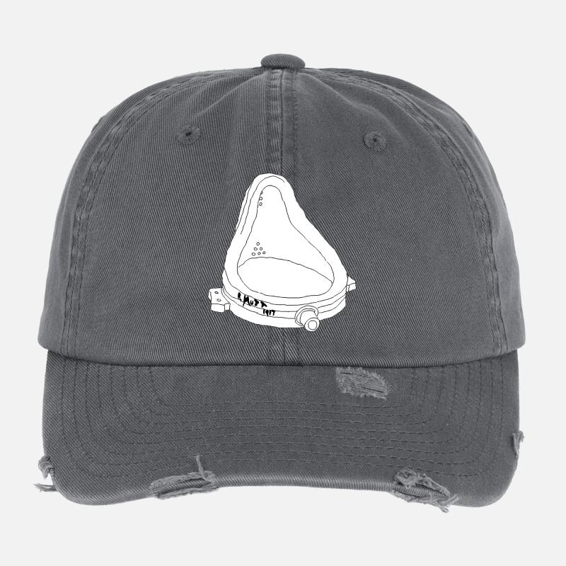 Duchamp Fountain Urinal Art Funny Line Sketch Flexfit Vintage Destroyed Cap