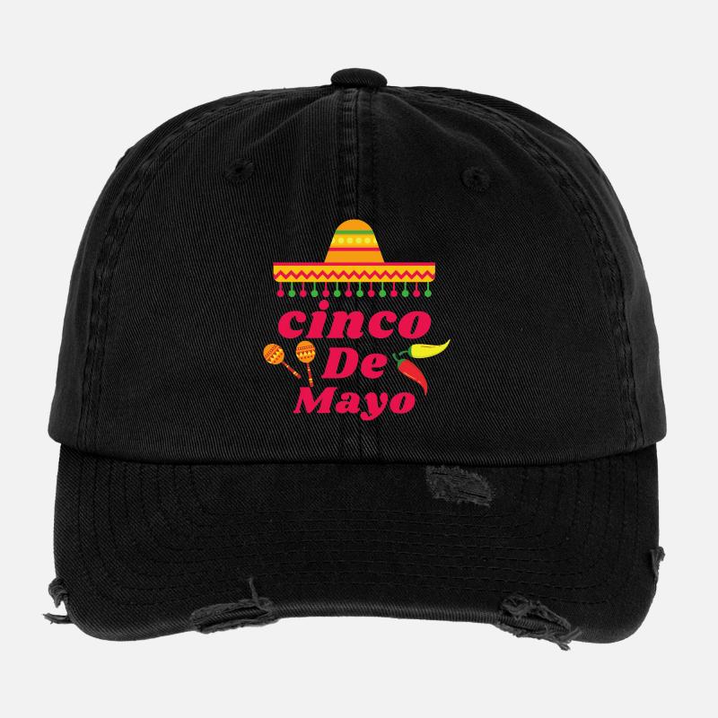 Cinco de Mayo Hat Party - Casquette vintage effet usé Flexfit - noir