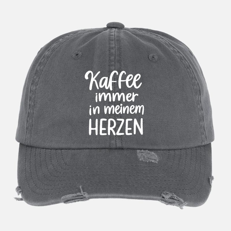 Kaffeeherz Design Kaffee immer im Herzen Flexfit Vintage Destroyed Cap