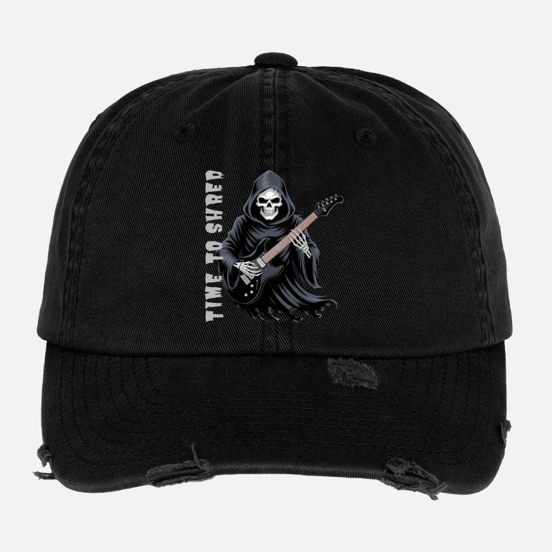 Grim Reaper Rocks The Guitar Flexfit Vintage Destroyed Cap