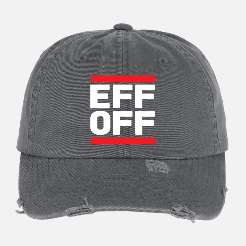 Slogan en rouge blanc Casquette vintage effet usé Flexfit