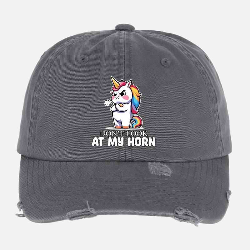 Corne de licorne en colère disant pas sur ma corne Casquette vintage effet usé Flexfit