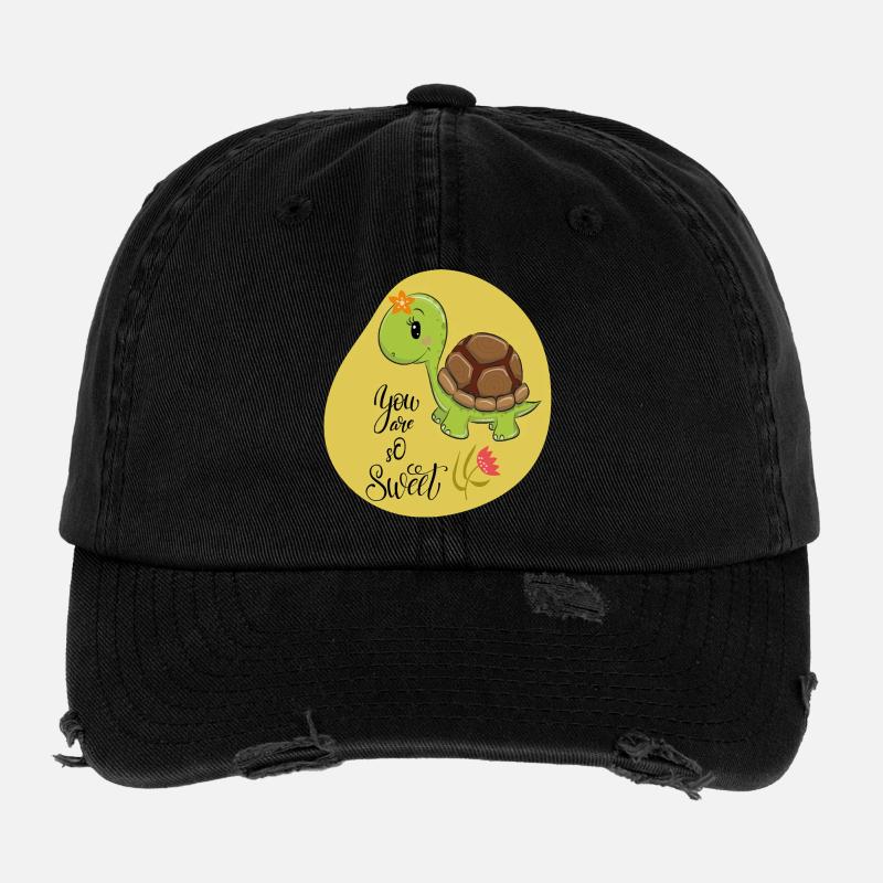 cute turtle Flexfit Vintage Destroyed Cap