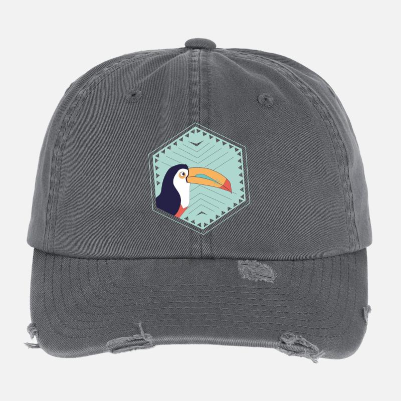 Tukan coloré - turquoise Casquette vintage effet usé Flexfit
