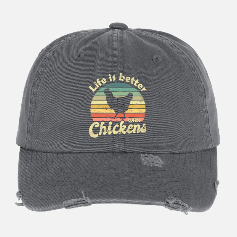Chicken Chickens Flexfit Vintage Destroyed Cap
