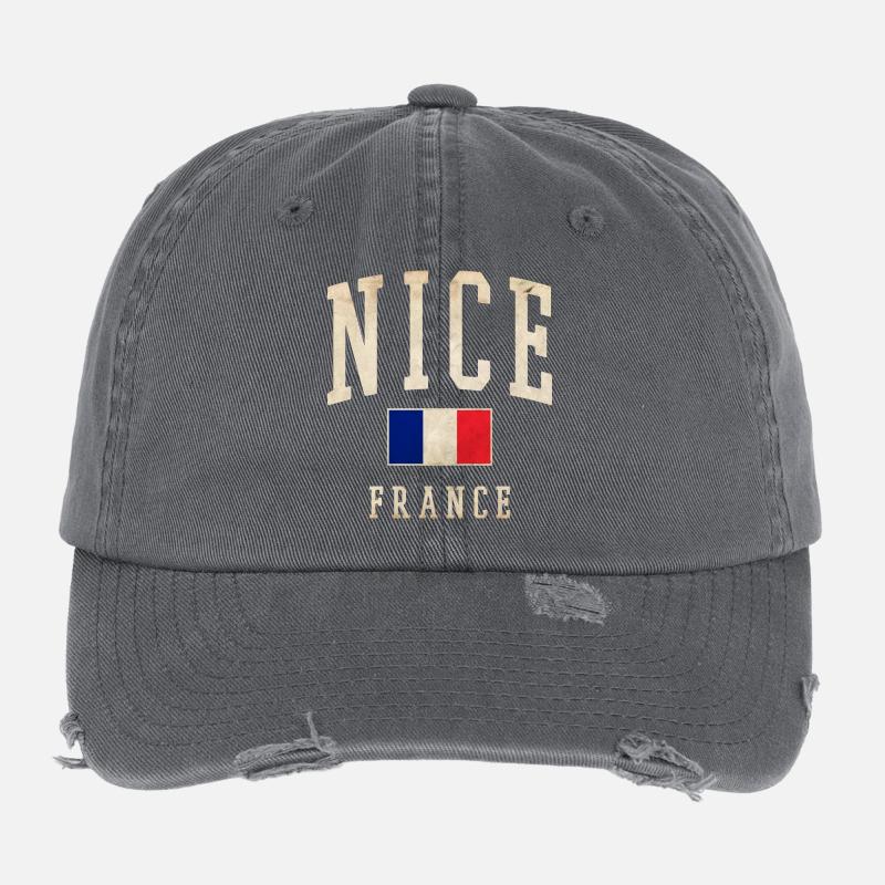 Nice Frankreich Flaggen-Design Flexfit Vintage Destroyed Cap