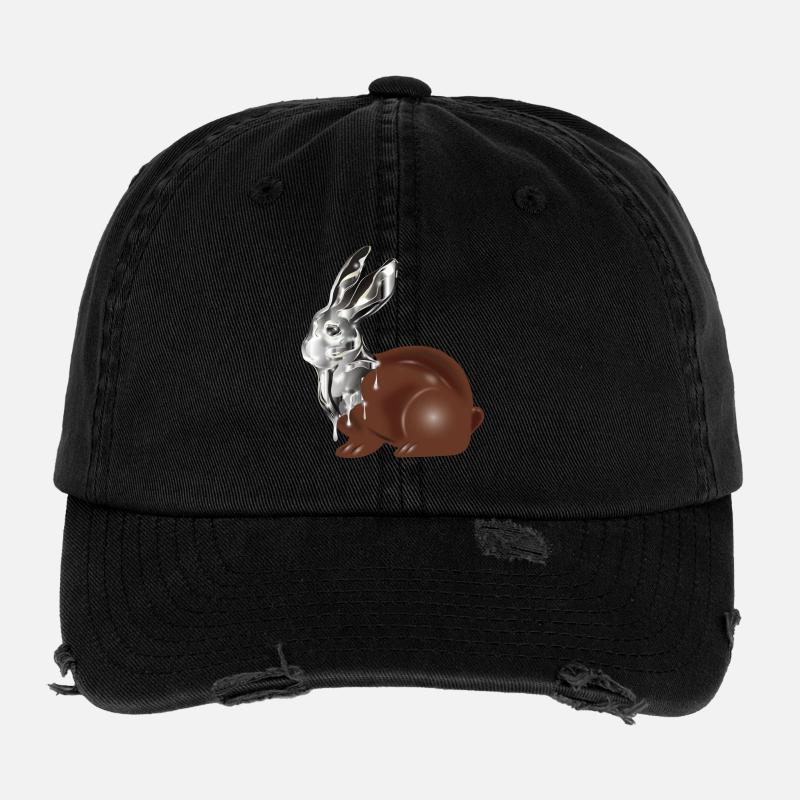 Chocolate Easter bunny in high-gloss chrome look Flexfit Vintage Destroyed Cap