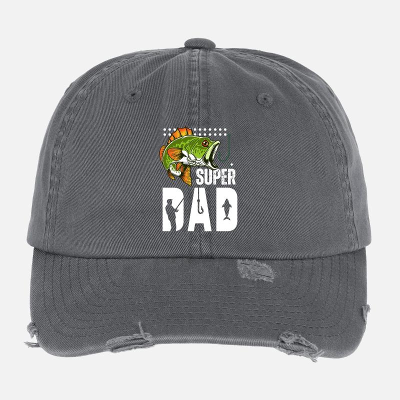 Super Dad Pêche Poisson Géant Casquette vintage effet usé Flexfit