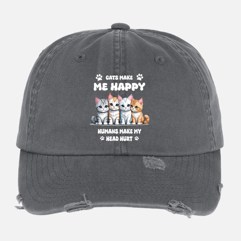 Katzen machen mich Glücklich... Flexfit Vintage Destroyed Cap