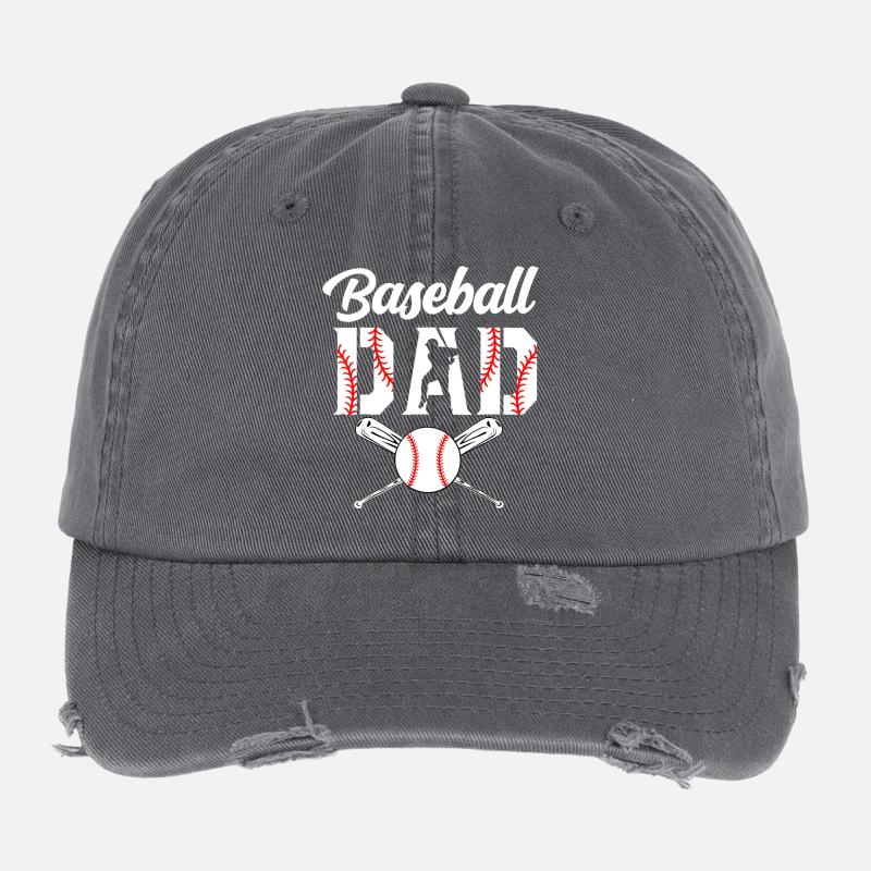 Baseball Dad Emblem Tee Flexfit Vintage Destroyed Cap