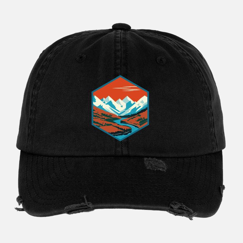 Sunset in the mountains Casquette vintage effet usé Flexfit