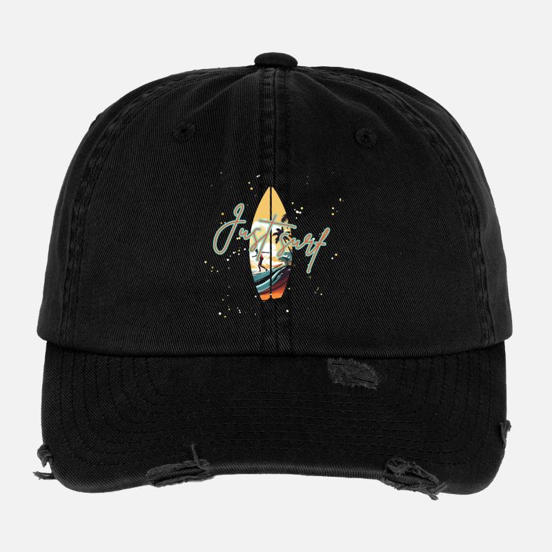 Surfer Sonnenuntergang Design Flexfit Vintage Destroyed Cap