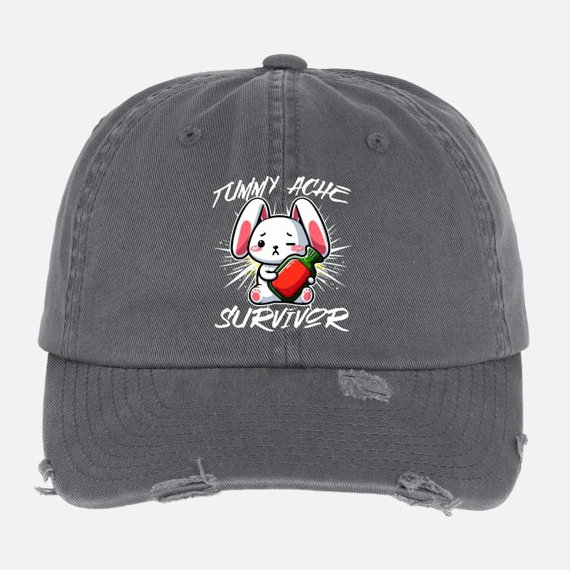 Survivant des maux de ventre - Conception de lapin mignon Casquette vintage effet usé Flexfit