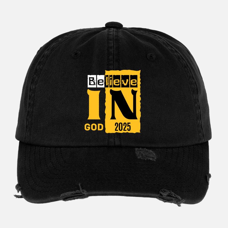 Believe in God 2026 Graphic Flexfit Vintage Destroyed Cap