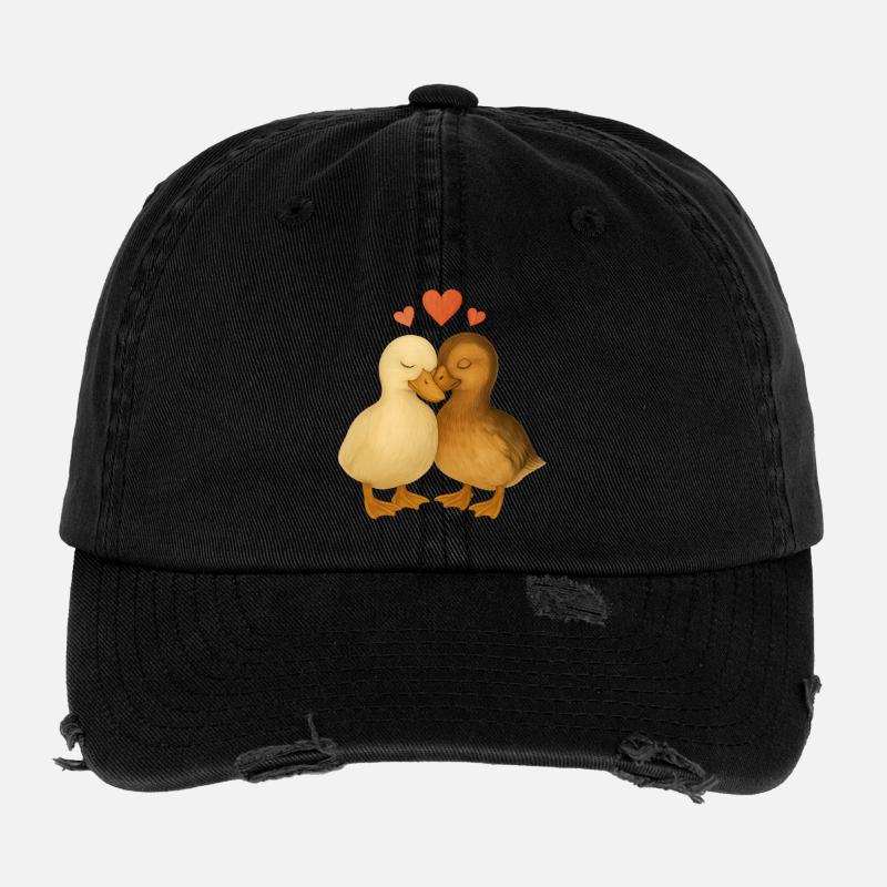 Duck good, love good – cuddly ducks - Flexfit Vintage Destroyed Cap - black