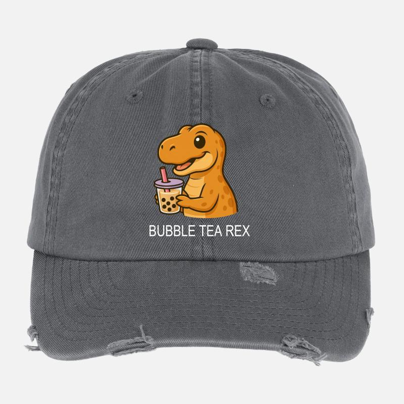 T-Rex Dinosaurier Bubble Tea Teeliebhaber Spruch Flexfit Vintage Destroyed Cap