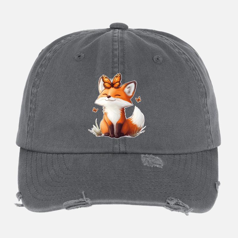 Fox and Butterfly Flexfit Vintage Destroyed Cap
