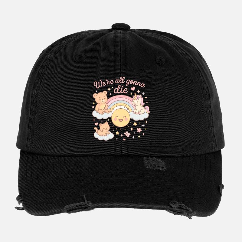 Rainbow Cutesy Design - Nous allons tous à la Casquette vintage effet usé Flexfit